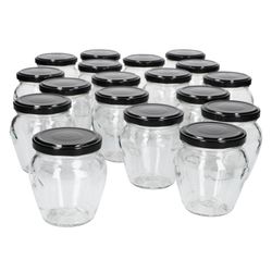 02-VE-Marmeladenglas-212ml-18er-Set-Deckel-Schwarz.jpg 18er Set Marmeladenglas Vaso Orcio 212ml + To63 Deckel Schwarz_Bild_2