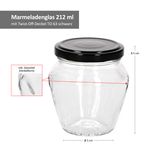 75er Set Marmeladenglas Vaso Orcio 212ml + To63 Deckel Schwarz_Bild_5