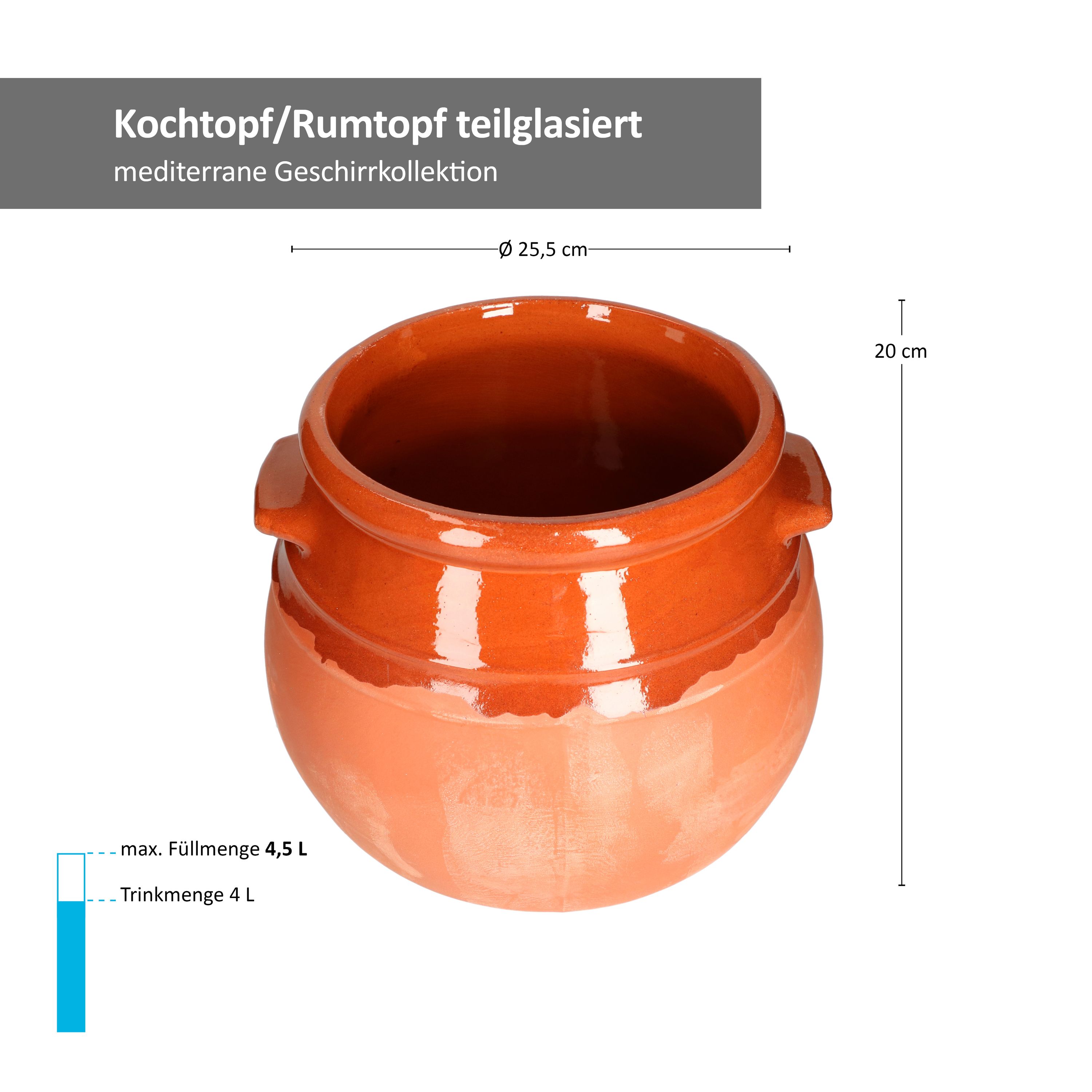 Tontopf mit Deckel 4,5L Eintopf - 12972