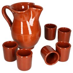 12970-Arte-Regal-Ton-Schnapsbecher-50ml-2022-7tlg-Set-Krug-0-5L-6er-Schnapsbecher.jpg 5L + 6 Tonbecher 50ml braun glasiert - 99546 + 6x 12970_Bild_1