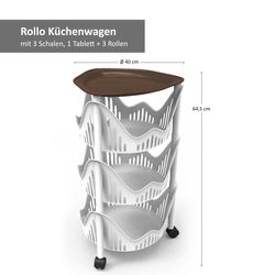 3728-1-Bama-Rollo-3tlg--Kuechen-Trolley-RUND-Bemassung.jpg 3-tlg. Küchenwagen Rollo mit Rollen & Tablett - 3728.9_Bild_2