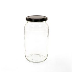 1062SchwarzSingle.jpg 12er Set Rundglas 1062 ml To 82 Schwarzer Deckel incl. Diamant Gelierzauber Rezeptheft_Bild_2