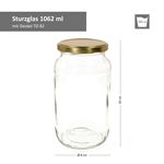 12er Set Rundglas 1062 ml To 82 goldener Deckel incl. Diamant Gelierzauber Rezeptheft_Bild_3
