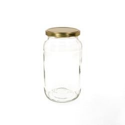 1062GoldSingle.jpg 12er Set Rundglas 1062 ml To 82 goldener Deckel incl. Diamant Gelierzauber Rezeptheft_Bild_2