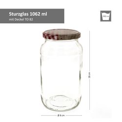 1062er-Sturz-Bemassung-Holz-Herz-rot.jpg 12er Set Rundglas 1062 ml To 82 Holz Herz rot Deckel incl. Diamant Gelierzauber Rezeptheft_Bild_3