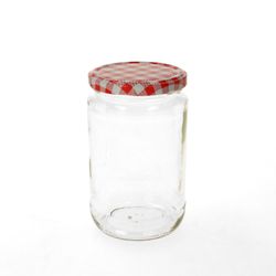 720RotKarriertSingle.jpg 12er Set Rundglas 720 ml To 82 rot karierter Deckel incl. Diamant Gelierzauber Rezeptheft_Bild_2