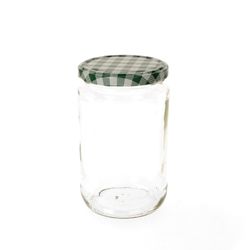 720GruenKarriertSingle.jpg 12er Set Rundglas 720 ml To 82 grün karierter Deckel incl. Diamant Gelierzauber Rezeptheft_Bild_2