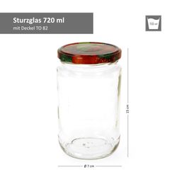 720er-Sturz-Bemassung-Obst-Dekor.jpg 12er Set Rundglas 720 ml To 82 Obst Dekor Deckel incl. Diamant Gelierzauber Rezeptheft_Bild_3