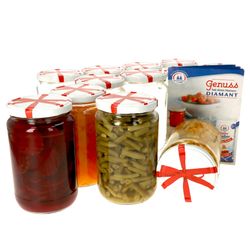 12erSet720GlaeserSchleife.jpg 12er Set Rundglas 720 ml To 82 Schleifendekor Deckel incl. Diamant Gelierzauber Rezeptheft_Bild_4