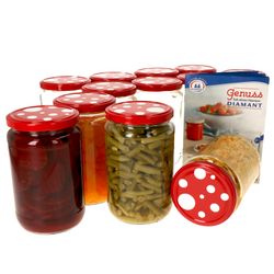 12erSet720GlaeserFliegenpilz.jpg 12er Set Rundglas 720 ml To 82 Fliegenpilz Deckel incl. Diamant Gelierzauber Rezeptheft_Bild_4