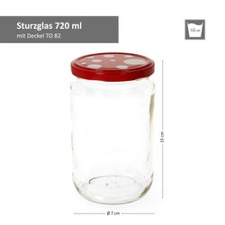 720er-Sturz-Bemassung-Fliegenpilz.jpg 12er Set Rundglas 720 ml To 82 Fliegenpilz Deckel incl. Diamant Gelierzauber Rezeptheft_Bild_2