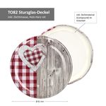 12er Set Rundglas 720 ml To 82 Holz Herz rot Deckel incl. Diamant Gelierzauber Rezeptheft_Bild_3