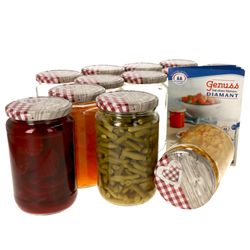 12erSet720GlaeserHerzRot.jpg 12er Set Rundglas 720 ml To 82 Holz Herz rot Deckel incl. Diamant Gelierzauber Rezeptheft_Bild_4