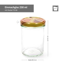 230er-HOCH-Sturz-Honigwabe-Carino-Bemassung.jpg 12er Set Sturzglas 230 ml HOCH Carino To 66 Deckel mit Honigwabe incl. Diamant Gelierzauber Rezeptheft_Bild_3