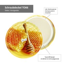 TO-66-Deckel-Bemassung-Honigwabe-Carino.jpg 12er Set Sturzglas 230 ml HOCH Carino To 66 Deckel mit Honigwabe incl. Diamant Gelierzauber Rezeptheft_Bild_4