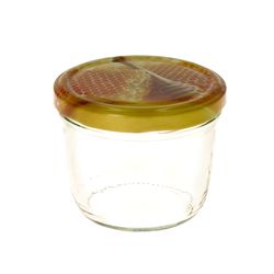 Honigglas230singleAusschnitt.jpg 50er Set Sturzglas 230 ml Carino To 82 Deckel mit Honigwabe incl. Diamant Gelierzauber Rezeptheft_Bild_2