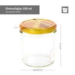 350er-Sturz-Honigwabe-Carino-Bemassung.jpg 12er Set Sturzglas 350 ml Carino To 82 Deckel mit Honigwabe incl. Diamant Gelierzauber Rezeptheft_Bild_3