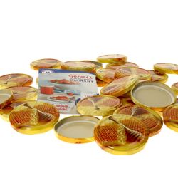 DeckelTO82-Honig50erSet.jpg 50er Set Deckel To 82 Carino Honigwabe incl. Diamant-Zucker Gelierzauber Rezeptheft_Bild_1
