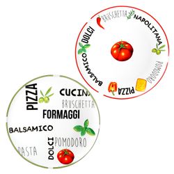 27020530-Hit-Pizzateller-gruen-und-rot-2er-Set.jpg 2er Set Pizzateller Tomate Weiß mit Dekor Ø 31cm - 1x Grün & 1x Rot - 27020533_Bild_1