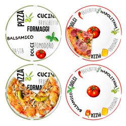 27020530-Hit-Pizzateller-gruen-und-rot-4er-Set-Deko.jpg 4er Set Pizzateller Tomate Weiß mit Dekor Ø 31cm - 2x Grün & 2x Rot - 27020533_Bild_2