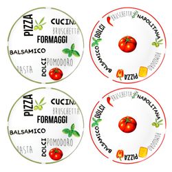 27020530-Hit-Pizzateller-gruen-und-rot-4er-Set.jpg 4er Set Pizzateller Tomate Weiß mit Dekor Ø 31cm - 2x Grün & 2x Rot - 27020533_Bild_1