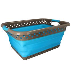 23375218-Hit-Waeschekorb-faltbar-01.jpg Wäschekorb faltbar 61x44 grau-blau_Bild_1