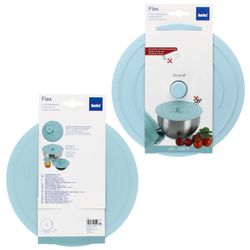 02-10052-Kela-Flex-Frischhaltedeckel-gross-20cm-Verpackung-Vorder-und-Rueckseite.jpg FLEX Frischhaltedeckel Ø20cm hellblau aus Silikon – 10052_Bild_2