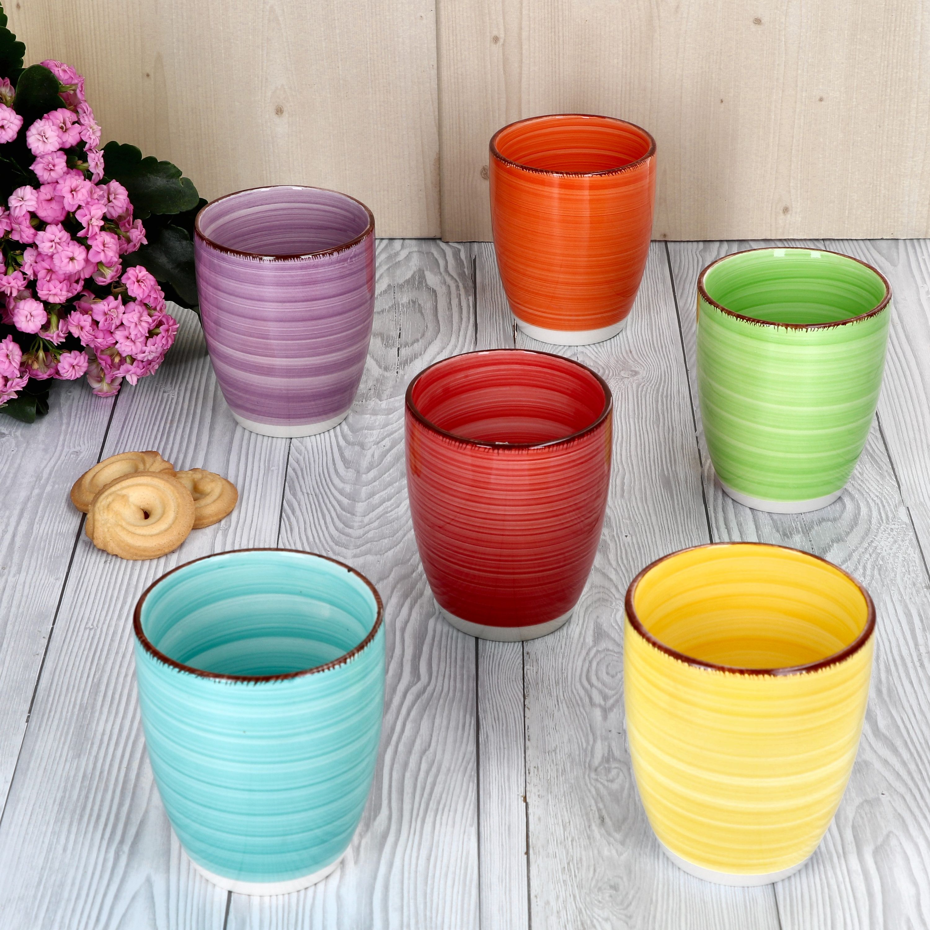 6er Set Kaffeebecher Uni Bunt OHNE Henkel-24326762