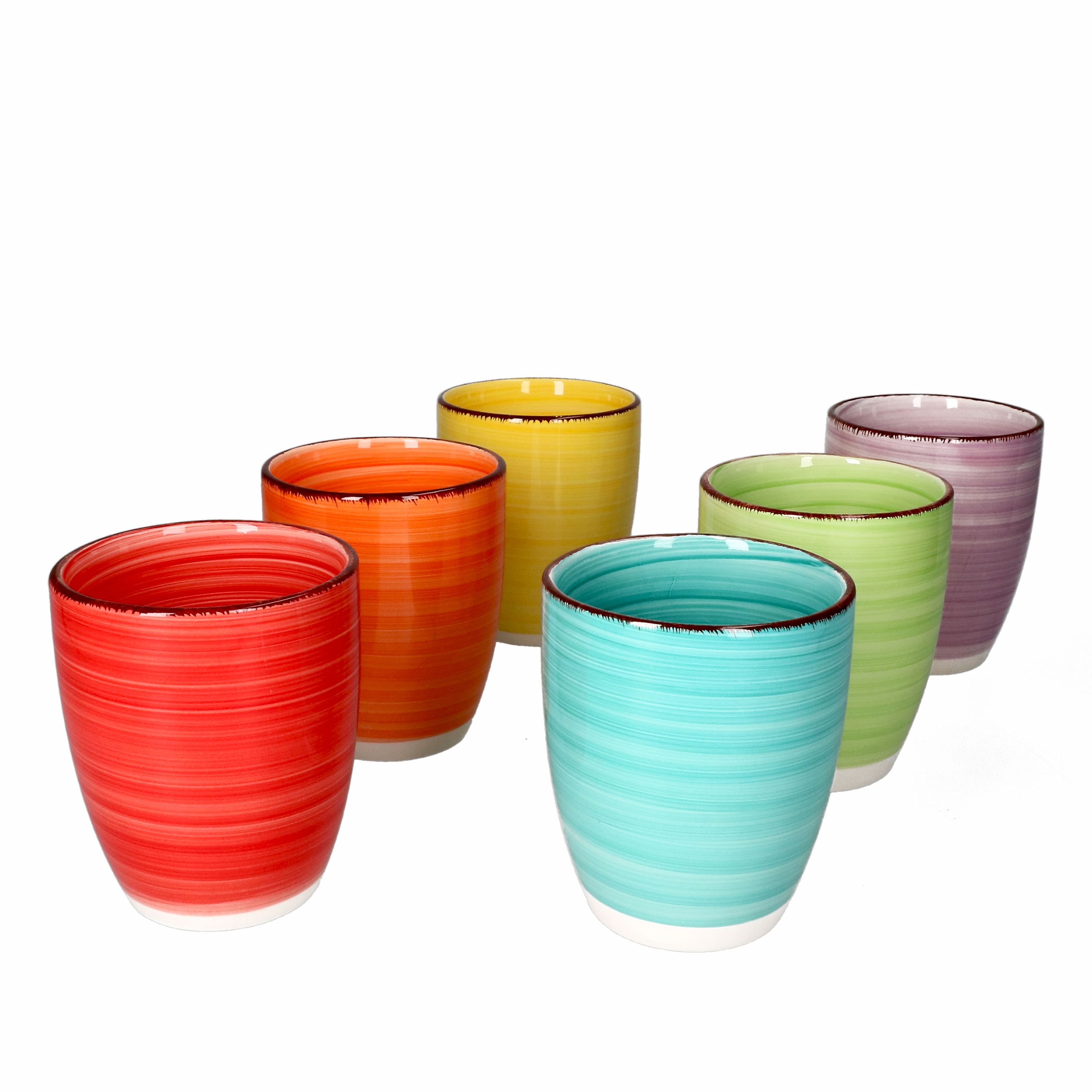 6er Set Kaffeebecher Uni Bunt OHNE Henkel-24326762