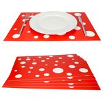 6er Set Tischset rot mit weißen Punkten 45 x 32 cm_Bild_1