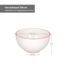 113935-Faiamor-Ton-Bowl-Schale-17-5cm-weiss-Bemassung.jpg 2er Set Salatschüssel Wolle 17.5cm S weiß - 1830/17.5_Bild_6