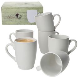 01-24304304-HIT-White-Biata-Kaffeebecher-6er-Set-Deko-mit-Karton.jpg 6er Set Kaffeebecher 340ml White Biata Steingut - 24304304_Bild_1