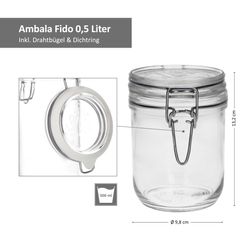 141372MRF-Bormioli-Rocco-Ambala-FIDO-Glaeser-0-5L-Bemassung.jpg 6er Set Ambala Fido Einmachglas rund 50cl_Bild_4