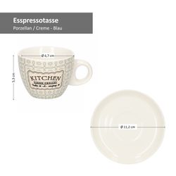 Espressotassen-66449-Creme-Blau-Bemassung.jpg 2er Set Espressotassen + Untertassen 80ml Creme/Blau Retro Kitchen - Ritzenhoff 66449_Bild_4
