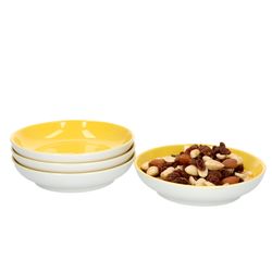 Ritzenhoff-064308-4er-Set-Gelb-Weiss-mit-Deko-.jpg 4er Set Schale 13cm flach Gelb Doppio - Ritzenhoff 64308_Bild_1