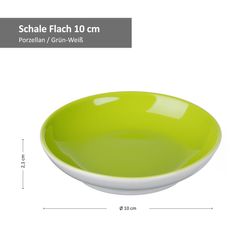 Schale-064193-10cm-Gruen-Weiss-Bemassung.jpg 4er Set Schale 10cm flach Grün Doppio - Ritzenhoff 64193_Bild_4
