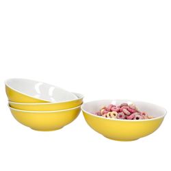 Ritzenhoff-064261-4erSet-Weiss-Gelb-mit-Deko.jpg 4er Set Schale 18cm Gelb Doppio - Ritzenhoff 64261_Bild_1