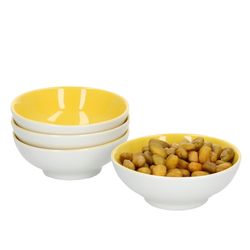 Ritzenhoff-064285-4erSet-gelb-weiss-mit-deko.jpg 4er Set Schale 8cm flach Gelb Doppio - Ritzenhoff 64285_Bild_1
