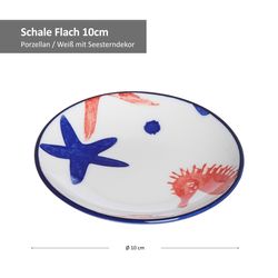 Schale-270198-WeissDekorSeestern-10cm--Bemassung.jpg 4er Set Schale flach 10cm Seestern Seaside - Ritzenhoff 270198_Bild_4