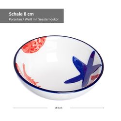 Schale-270181-WeissDekorSeestern-8cm--Bemassung.jpg 4er Set Schale flach 8cm Seestern Seaside - Ritzenhoff 270181_Bild_4