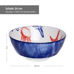 Schale-270167-WeissDekorSeestern-14cm--Bemassung.jpg 4er Set Schale 14cm Seestern Seaside - Ritzenhoff 270167_Bild_4