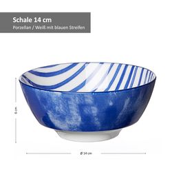 Schale-270259-WeissBlaueStreifen-14cm--Bemassung.jpg 4er Set Schale 14cm Streifen Seaside - Ritzenhoff 270259_Bild_4