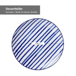 Dessertteller-270211-WeissblaueStreifen--Bemassung.jpg 4er Set Dessert- Kuchenteller 20cm Streifen Seaside - Ritzenhoff 270211_Bild_4