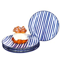 Ritzenhoff-270211-4erSet-Streifen-mit-Deko.jpg 4er Set Dessert- Kuchenteller 20cm Streifen Seaside - Ritzenhoff 270211_Bild_1