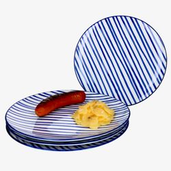 Ritzenhoff-270228-4erSet-Streifen-mit-Deko.jpg 4er Set Speiseteller 27cm Streifen Seaside - Ritzenhoff 270228_Bild_1