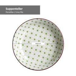 Suppenteller-744767-LimeRio--Bemassung.jpg 4er Set Suppenteller 20cm Lime Rio - Ritzenhoff 744767 _Bild_2
