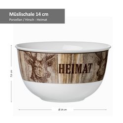 Mueslischale-407693-HirschHeimat-14cm--Bemassung.jpg 4er Set Schale tief 14cm Heimat Hirsch Chalet - Ritzenhoff 407693 _Bild_4