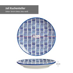89986-Arte-Regal-Jail-Kuchenteller-blau-weiss-Bemassung.jpg 6er Set Dessert- Kuchenteller Jail Blau Weiß - 89986_Bild_3