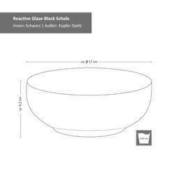 24327306-HIT-Reactive-Glaze-Black-Mueslischale-Bemassung.jpg 18tlg. Tellerset Zakynthos Reactive Glaze Schwarz- 24327312_Bild_7