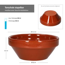 99540-Arte-Regal-Suppenschale-15cm-Bemassung.jpg 2er Set Suppenschale Ton 15cm - 99540_Bild_5